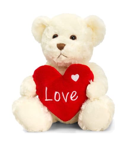 35cm Baxter White Bear with Love Heart