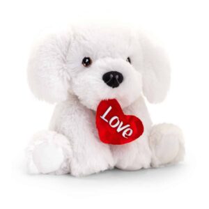 Keeleco Bichon Frise dog teddy with love heart 25cm
