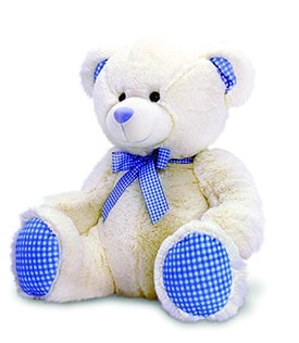 Nursery Gingham Cream and Blue Bear